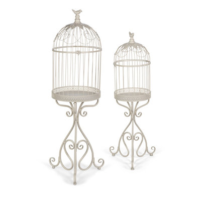 Scrollwork Birdcage Planters, Set of 2, Soft White