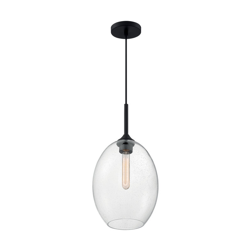 Luminaire suspendu à 1 lumière Paule, Noir mat, H 19,13 po x l 9,63 po x P 9,63 po