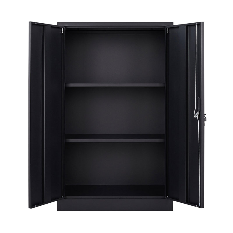 Armoire de rangement noire, séparateurs à hauteur réglable, poignées verrouillables, porte à ressort en métal exquis, Black