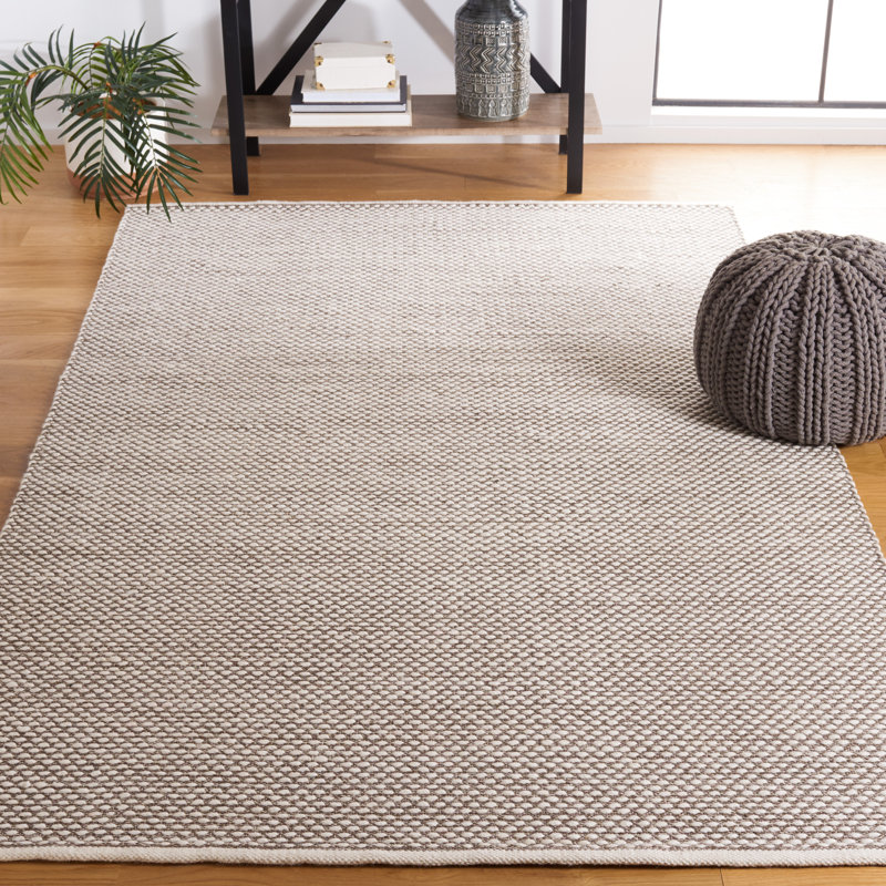 Vermont Flat Weave Wool/Cotton Rug in Brown, Rectangle 5' x 8'