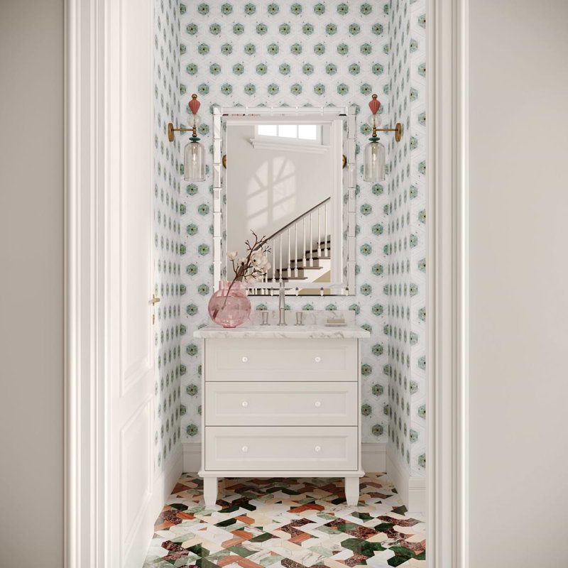 Ako 6" Hexagon Marble Micro Mosaic Tile, Verde Green