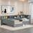 L-shaped Daybed With Trundle And 1 Drawer, Storage Shelves And Charging Station-1881551504