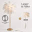 Lampe sur pied moderne de 63 po à plumes avec éclairage 3 couleurs, abat-jour surdimensionné en plumes d'autruche de plus de 40 cm et interrupteur au pied, doré