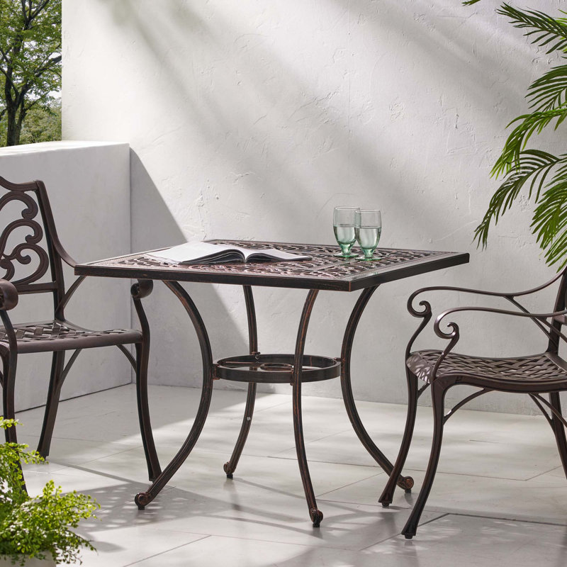 Table de salle à manger d'extérieur carrée en fonte d'aluminium