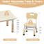 Ensemble de table et 4 chaises pour enfants, hauteur réglable, pour les enfants de 2 à 10 ans. Plateau de bureau de style graffiti, pieds antidérapants. Parfait pour la garderie, l'école ou la maison. Beige.