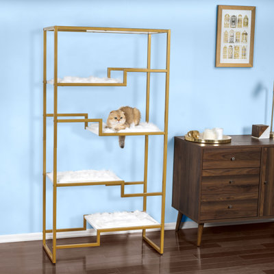 62" Metropolitan Cat Condo - Metal Frame Multi-Level Cat Tower, Scratching Post, Replaceable Parts