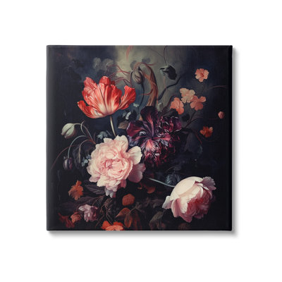 Bd-112_CN "Dark Elegant Flowers Wrarap Canvas" par Lazar Studio sur toile