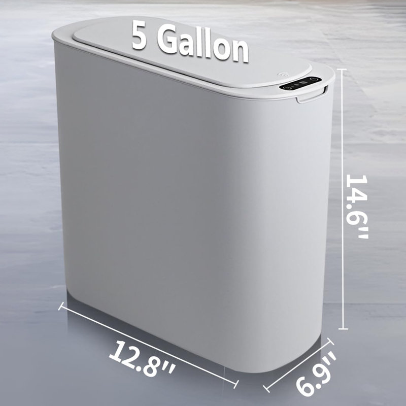 Automatic Motion Sensor Bathroom Trash Can with Lid, Gray, 5 Gallon