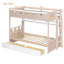 Lit simple superposé de style château avec 2 tiroirs, tablette et DEL, blanc-1436866667-1436866666