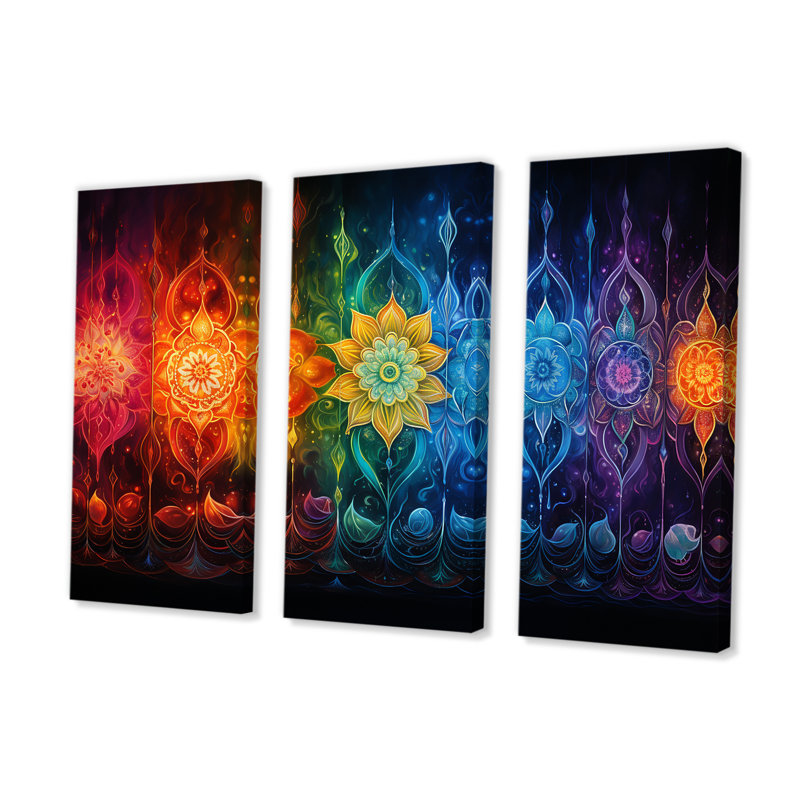 Ensemble de décoration murale Hindu Chakras Radiant Rainbow - Hindouisme, H 28 po x l 36 po x P 1 po