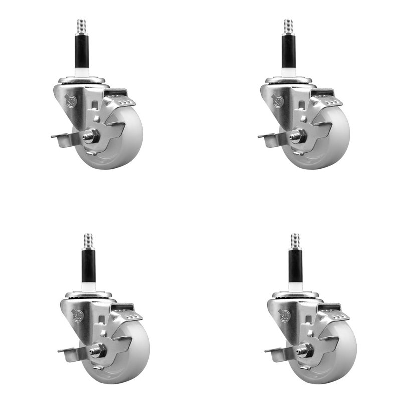Ensemble de roulettes extensibles pivotantes en nylon 3 po avec pivot 7/8 po SCC