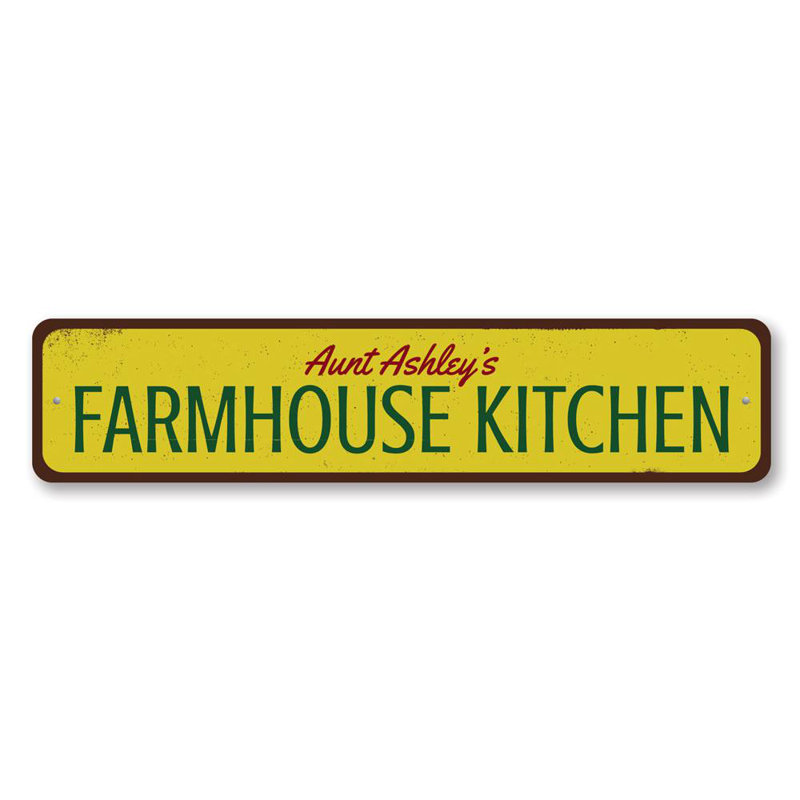 Plaque en aluminium Farmhouse Kitchen, H 4 po x l 18 po x P 0,04 po