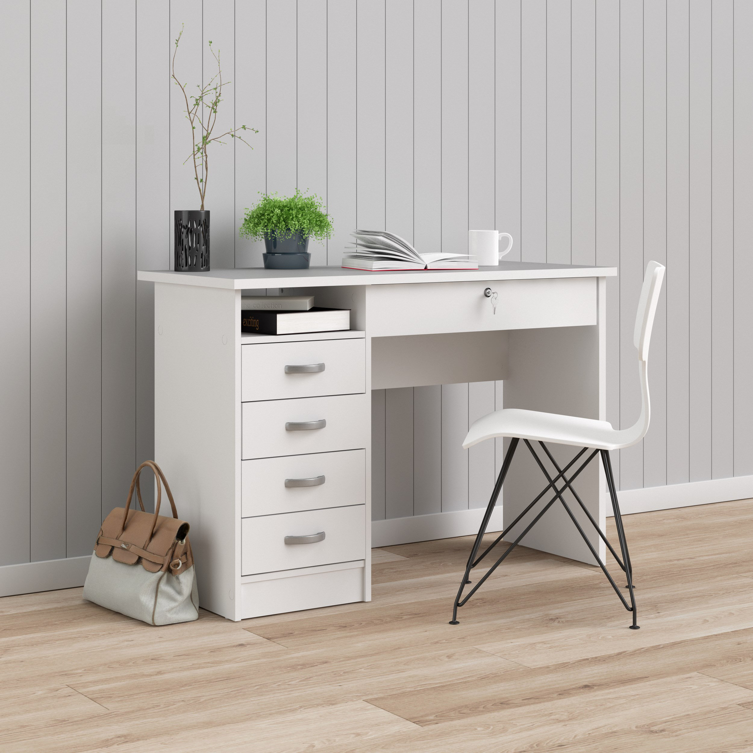 Wayfair white desk with shop drawers