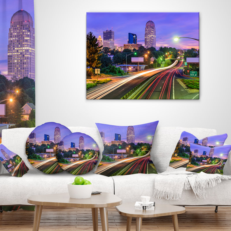 Coussin cityscape en caroline du nord winston salem, Rectangle 12" x 20"