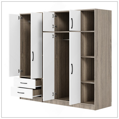 6-Door Wardrobe With Shelves And Drawers