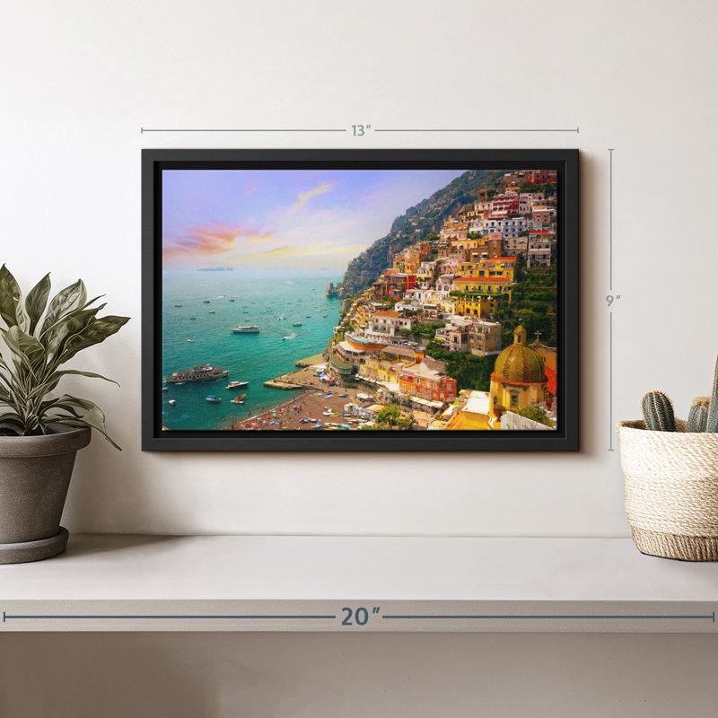 Village animé de Positano, H 9 po x l 13 po