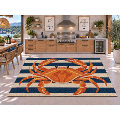 Tapis d'extérieur 5 pi x 7 pi Crab Marine StripeArt
