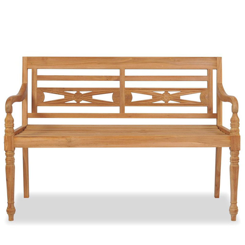Vester Solid Wood Teak Outdoor Bench, H84 x W120 x D51.5cm