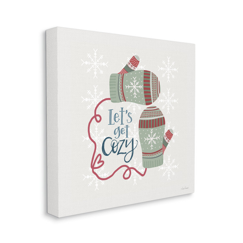 Let 's Get Cozy Winter Mittens Snowflake, Toile tendue, H 17 po x l 17 po x P 1,5 po