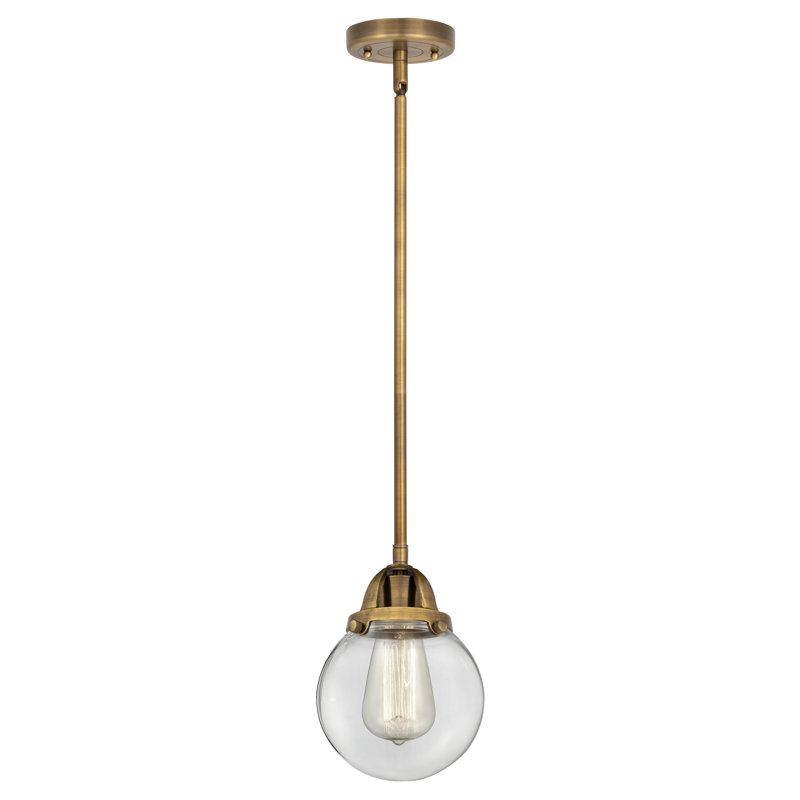 Luminaire suspendu sphère 1 lumière Lorri, Laiton brossé, Clair, Ampoule non incluse