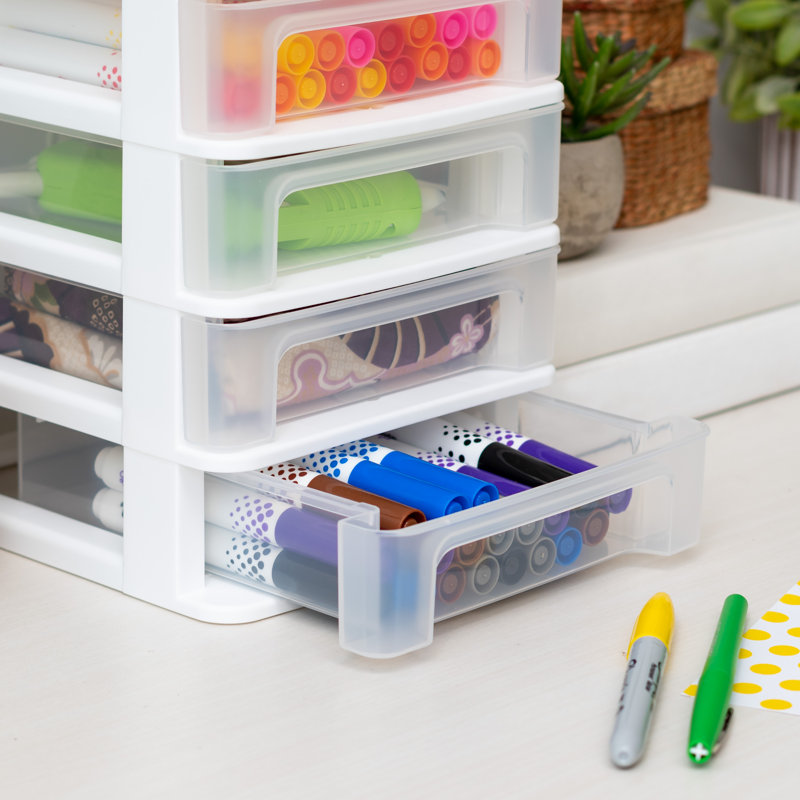 IRIS Plastic Stackable Desk Organizer, White