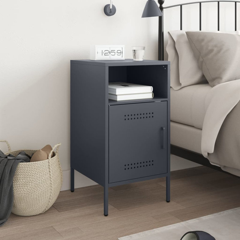 Bedside Cabinet 36x39x68 cm Steel, Anthracite