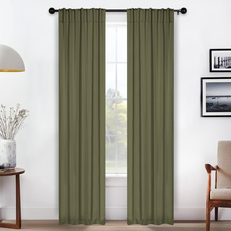 Rideaux obscurcissant et passe-tringle Levatt Classic, Vert olive, L 26 po x L 84 po