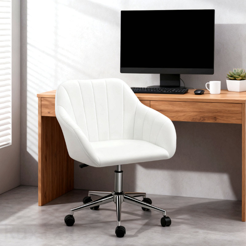Faux Leather Office Chair, Adjustable Swivel Design For Home Office, Sleek Modern Look & Comfy Seating