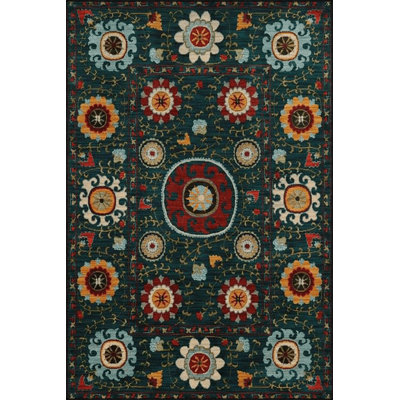 Tapis décoratif rétro à motif floral foncé