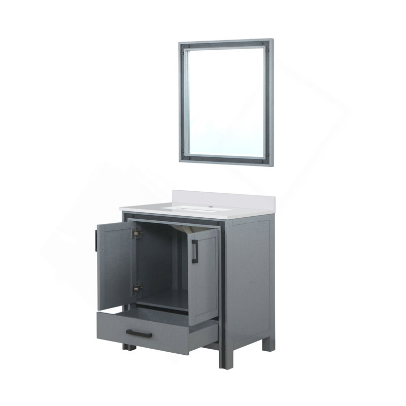 Dark Grey Bath Vanity 30 In. W X 22 In. D, Cultured Marble Top And 28 In. Mirror