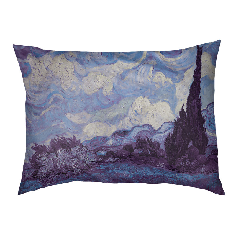 Coussin de concepteur indigo wheatfield avec blé cyprès Burk, L 32,5 po x l 42,5 po, Indigo / brun foncé
