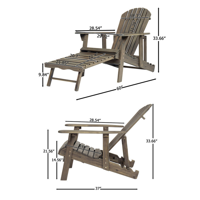 Folding Acacia Wood Adirondack Chair for Outdoor Patio