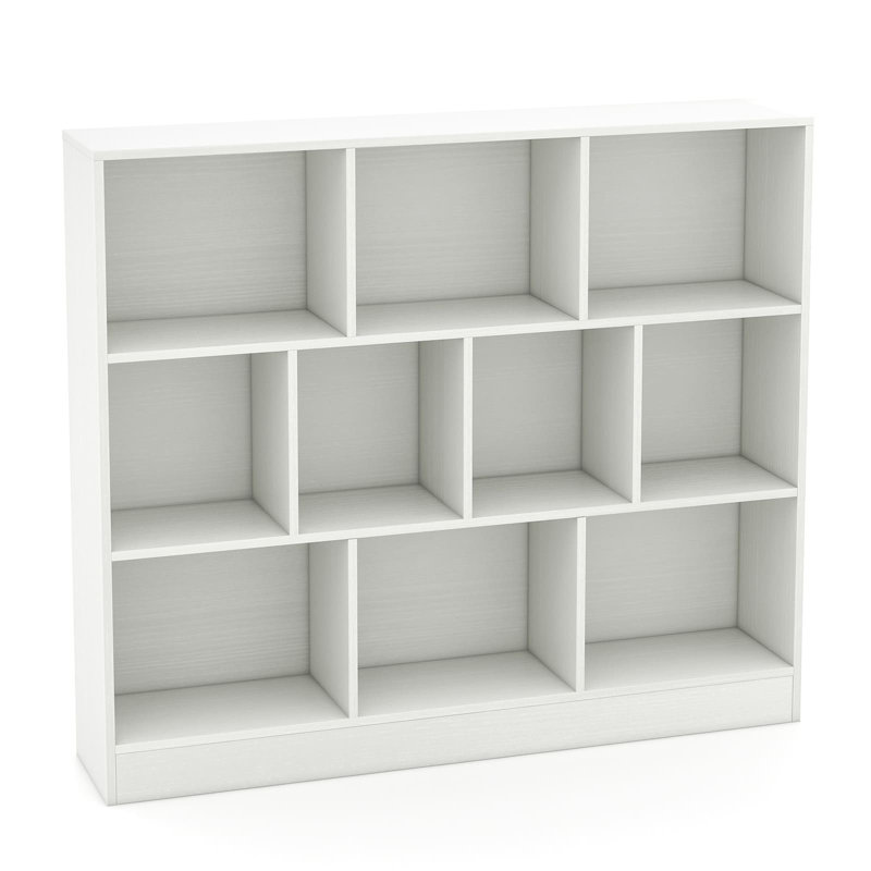 10-Cube Bookshelf Freestanding Storage Organizer With 2 Anti-Tipping Kits, White