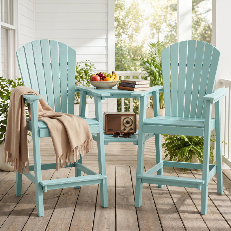 Chaise Adirondack d'extérieur 2 pièces avec table Maybeck, Bleu Aruba