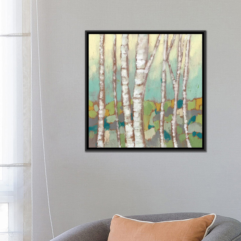 « kaléidoscope birches ii », impression sur toile, H 18 po x l 18 po x P 1,5 po, Toile avec cadre noir, Pas de tapis