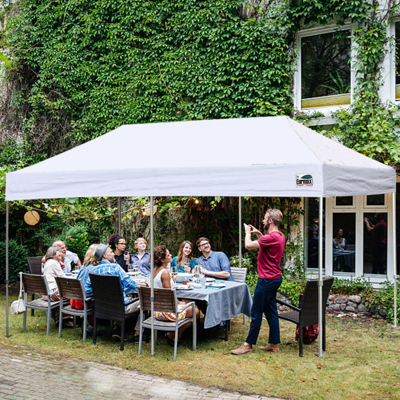 Amber-Lee 96'' W x 180'' D Steel Pop-Up Canopy, Beige, 8ft x 12ft
