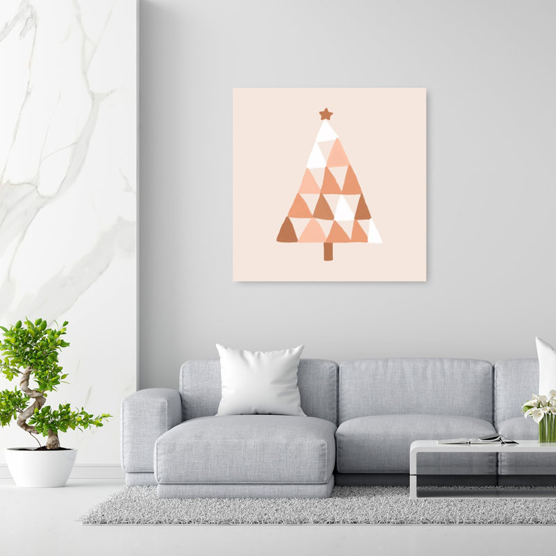 «Geometric Christmas Tree Abstract Contemporary Landscape Nature», reproduction d'art murale, 48" H x 48" W