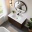 Meuble mural pliant en noyer de 76 cm avec évier en céramique YTCW061S-075WA6-W – Installation brevetée en 1 minute, gain de place et montage facile, style moderne