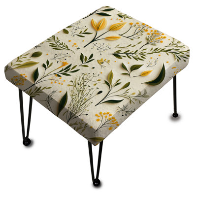 Yellow And Green Floral Simplicity - Floral Rectangle Ottoman