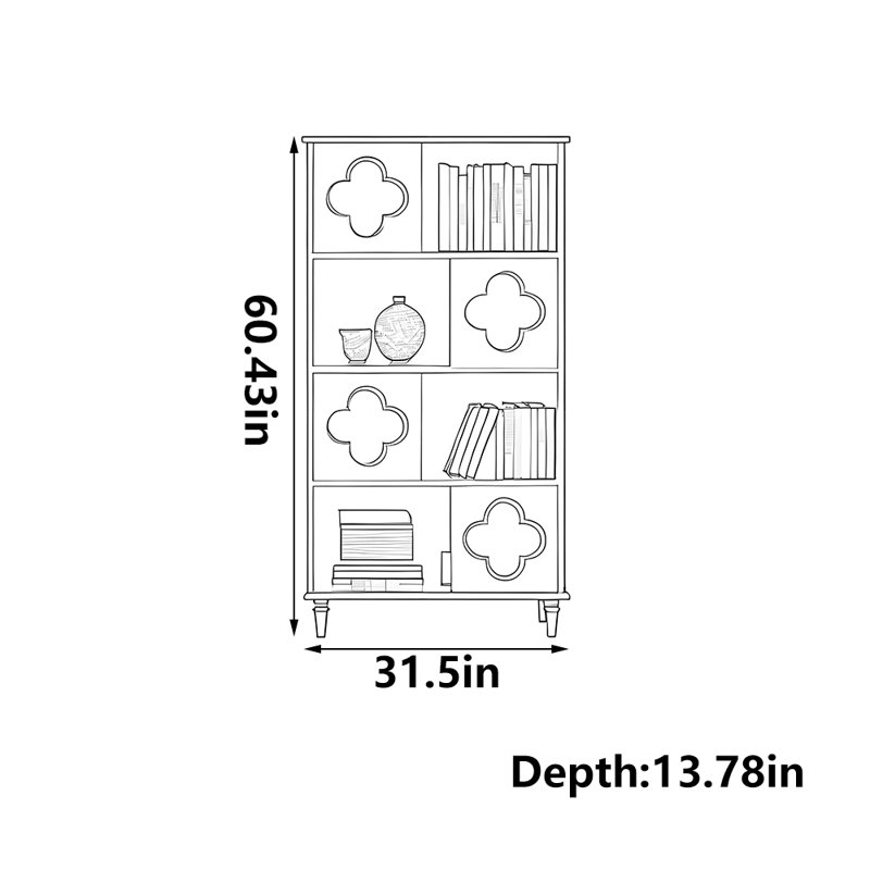 Dee, (4 tablettes) H 60,43 po x l 31,5 po x P 13,78 po, Noir