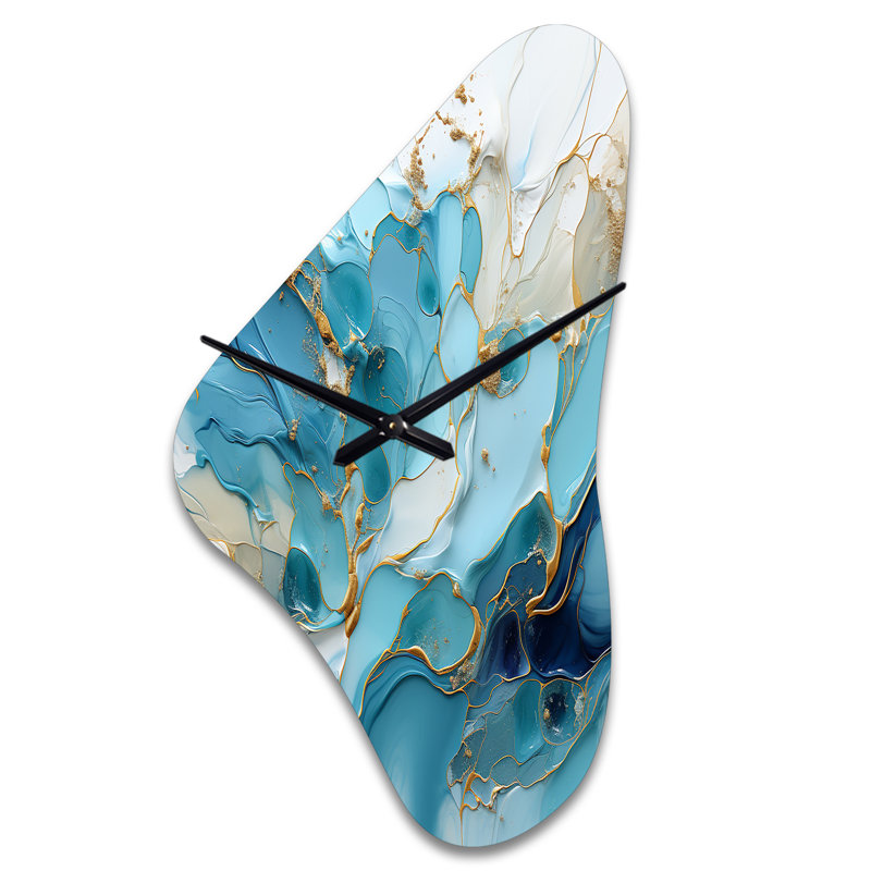 Horloge murale bleue et blanche Glacier Charm - forme Boomerang, Grand