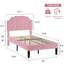 Lit simple avec tête de lit capitonnée réglable, lit plateforme, sommier à ressorts, aucun sommier requis-1819051357-1819051356