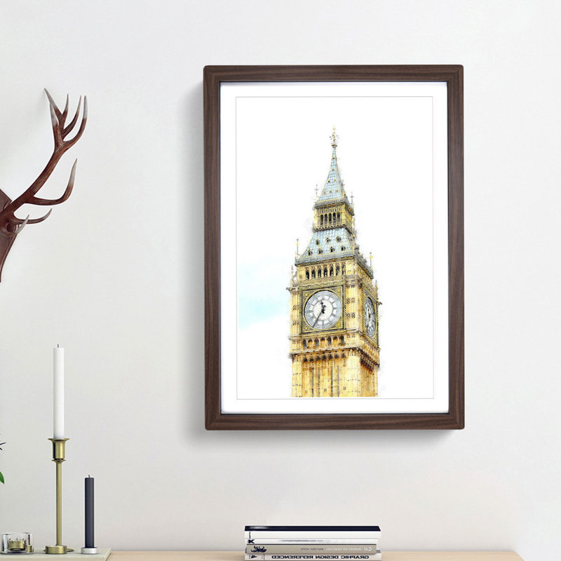 Big Ben - Picture Frame Graphic Art Print, 45cm H x 33cm W x 2cm D, Walnut Framed