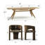 Ensemble de table de salle à manger extensible en placage de bois de 78" à 96" avec 8 fauteuils sculpturaux en chenille-1066524709