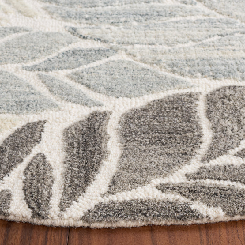 Msr Jardin Martha Stewart 300 Hand Tufted Wool/Cotton Floral Rug in Ivory/Grey, Round 6'