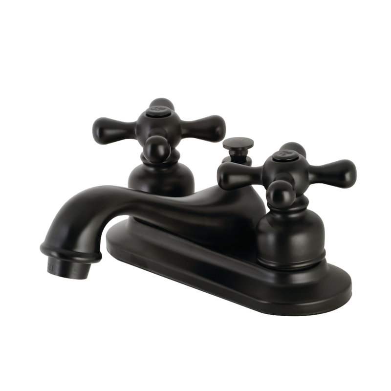 Robinet de salle de bain central à fixation à deux poignées à 3 trous à fixation sur le comptoir 4 po Kingston, Noir mat