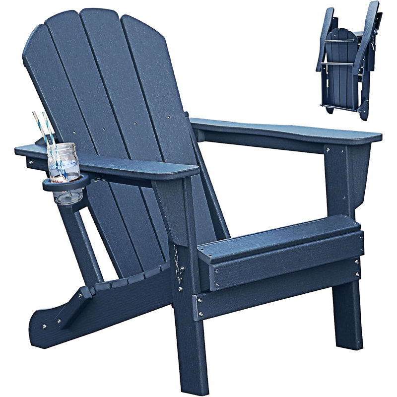 Outdoor Folding Adirondack Chair, Dark Blue