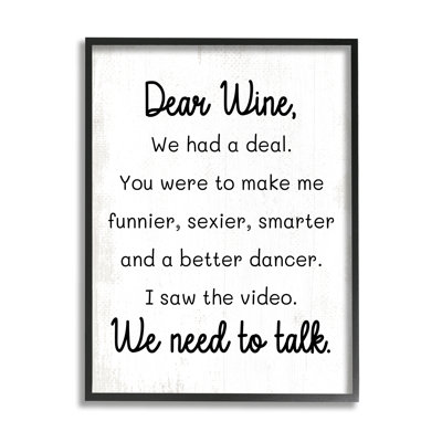 bb-622-Framed Dear Wine Need to Talk by Lil' Rue Single Picture Frame Print on Canvas