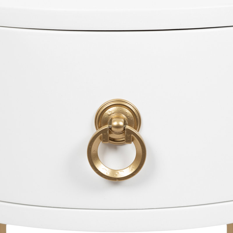 Leighty End Table with Storage, 24" H x 14" W x 14" D, White, Gold