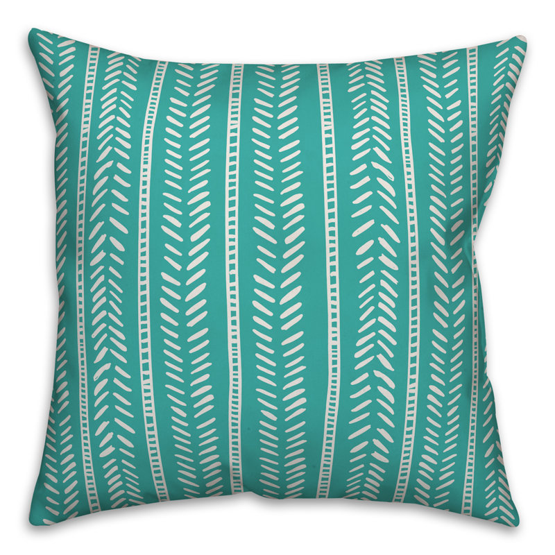  Coussin décoratif intérieur / extérieur Abstract Arrows, Pas de bourre, 18 po x 18 po, Bleu sarcelle / crème